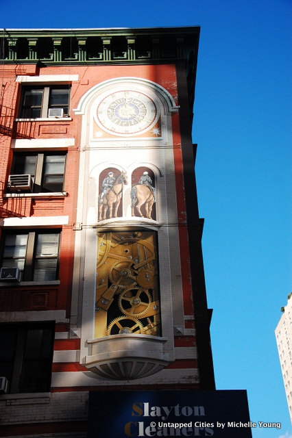 Mural Street Art-York Avenue-84rd Street-Slayton Cleaners-Clock-Horses-Sewing Machine-Gargoyles-001