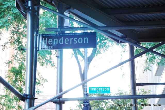 NYC Street Signs-Brown Historic District-Green-Henderson Place-Upper East Side-East End Avenue