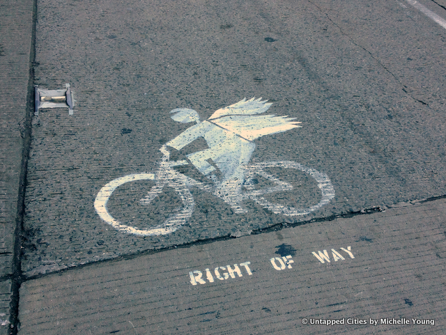 Right of Way-Guerilla Bike Lanes-Angel Wings-Cyclist-Vigilante-NYC-Street Art