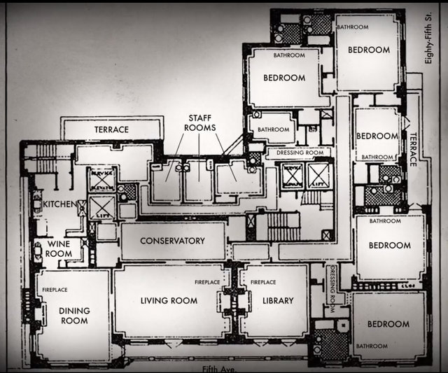 1040 Fifth Avenue-Floor Plan-Jacqueline Kennedy Onassis-Apartment