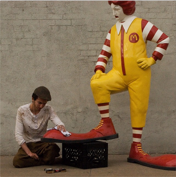 Banksy-Sad Ronald McDonald-Big Shoes-Shoe Shiner-NYC