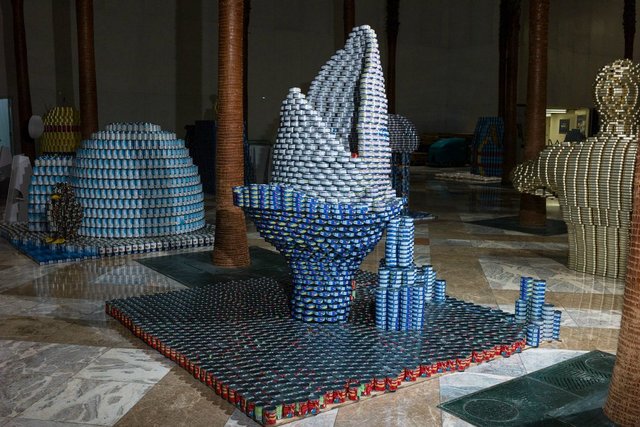 Canstruction-Sharknado-Take a Bite out of Hunger-Brookfield Place-World FInancial Center-NYC