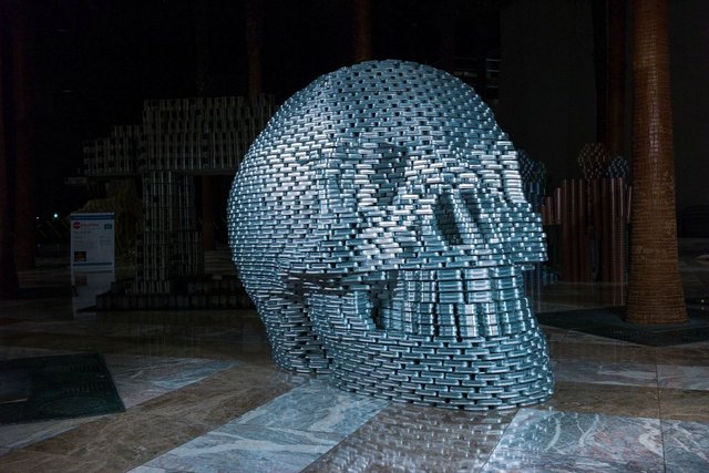 Canstruction-We CAN Kill Hunger-Skull-STUDIOS Architecture-Brookfield Place-World Finanial Center-NYC