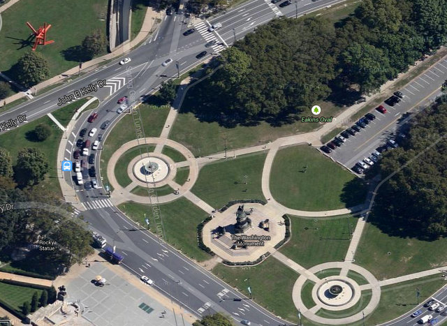 Eakins Oval-East River Drive-Kelly Drive-Philadelphia Museum of Art-Washington Monument-Aerial-Philadephia