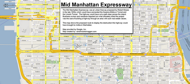 Mid Manhattan Expressway-LOMEX-Unbuilt Robert Moses Maps-NYC