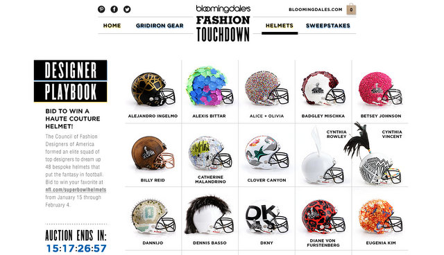 Bloomingdale Fashion Touchdown-Haute Couture Football Helmet-Superbowl 2014