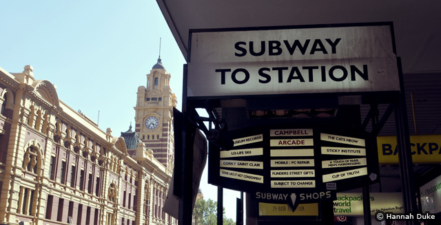 © Hannah Duke - Entrance Campbell Arcade - Flinders st station - Untapped Cities