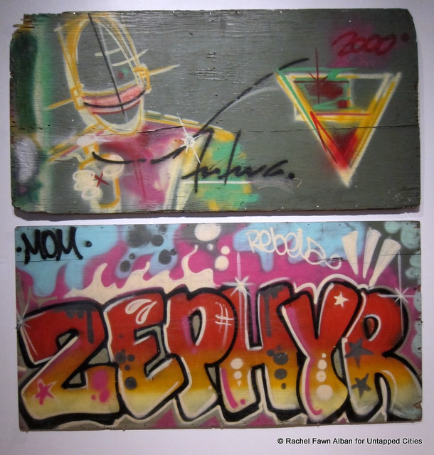 FUTURA 2000 and ZEPHYR, both pieces 1981, Acrylic on wood.