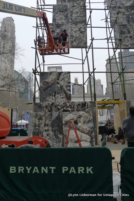 The installation is on the Fountain Terrace along the Avenue of the Americas