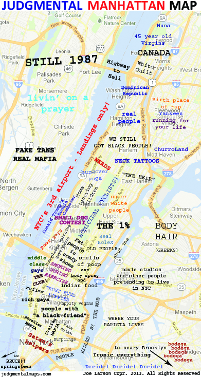 Fun Maps Judgmental Map Of Nyc Untapped New York