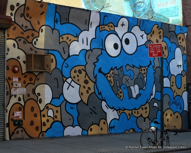 Cookie Monster mural by Jerkface at Bushwick Collective