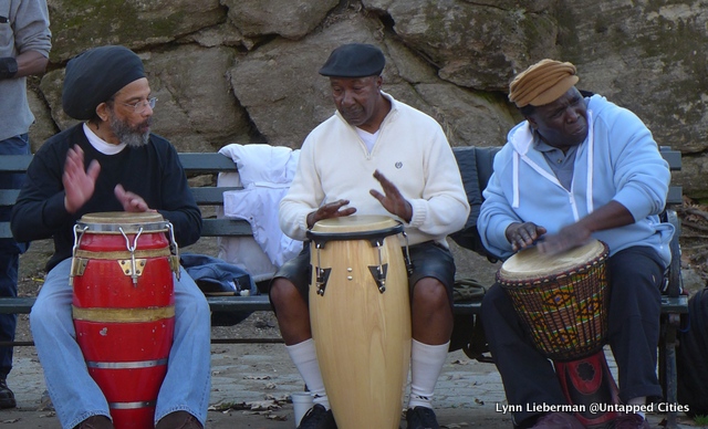 The Drummer's Circle musicians have been playing in Marcus Garvey Park since the late 1960's