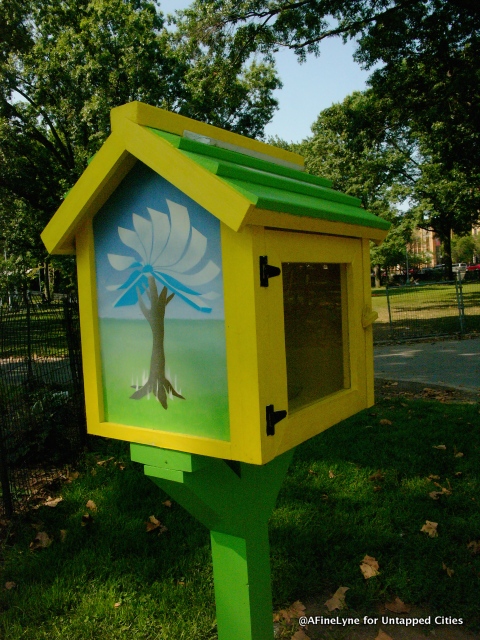 One of the two Little Free Libraries in Marcus Garvey Park, Harlem
