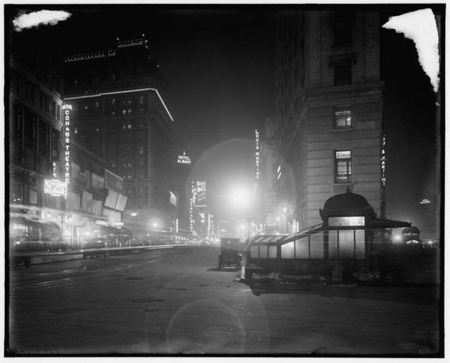 Broadway at Night-Times Building-Times Square-Cast Iron IRT Subway Entrance