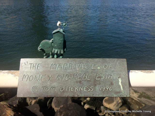 Tom Otterness-Roosevelt Island-Marriage of Real Estate and Monday-East River-NYC-003