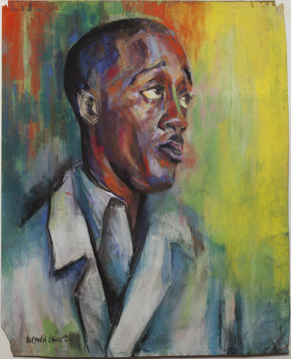 Self-portrait (1939) of Norman Lewis, wax pastel and  gouache on paper
