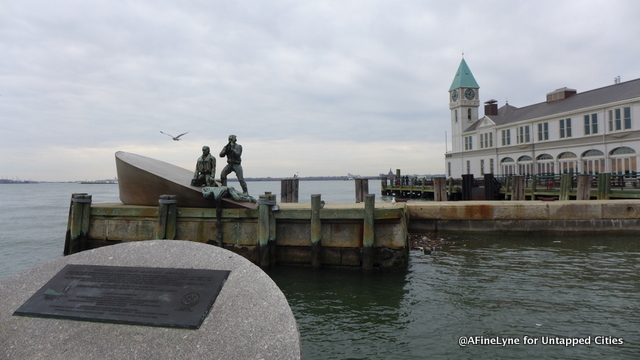 The American Merchant Mariners' Memorial installed on a breakwater south of Pier A