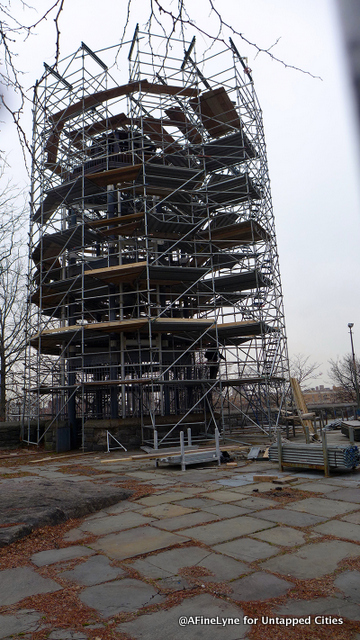 Scaffolding started going up around the watchtower on December 26th