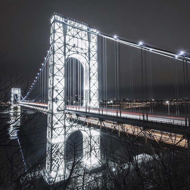 George Washington Bridge-Steel Tower Lights-President's Day-NYC-005