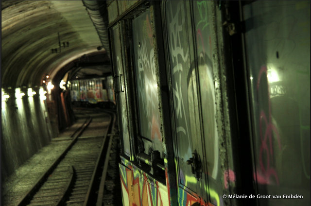 Paris-Metro Station Villiers-Storage Track-Abandoned Metro Subway Trains.42 AM
