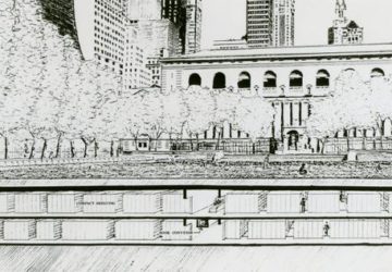 Cross section illustration of library stacks beneath Bryant Park