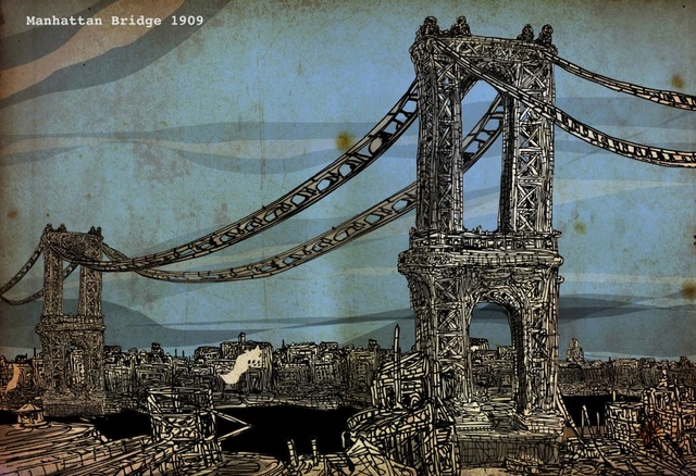 NYC The Manhattan Bridge-Eric Rosner-Illustration