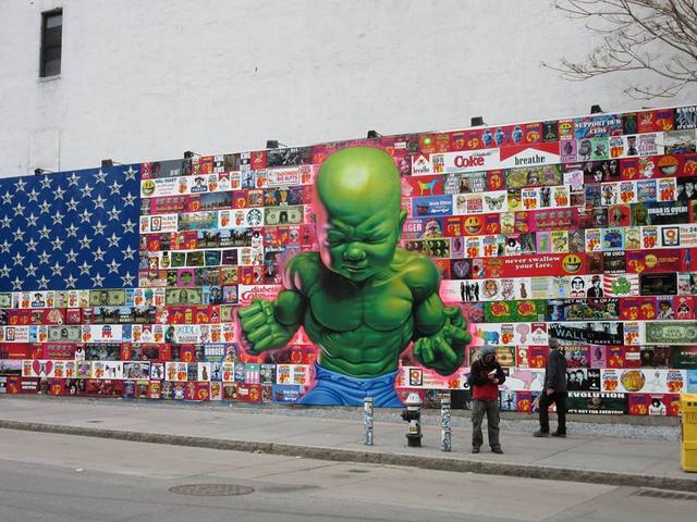 Ron English-Baby Hulk-Bowery Mural-NYC