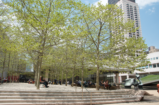 Lincoln Center replaced Kiley's bosque of travertine planters with trees in the ground.