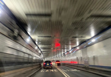 Inside Lincoln Tunnel with cars