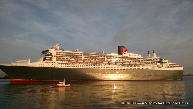 Queens Mary 2-Cunard-NYC Arrival-John J Harvey Fireboat-2023