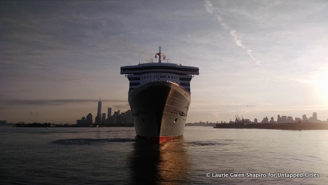 Queens Mary 2-Cunard-NYC Arrival-John J Harvey Fireboat-2024