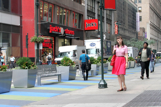 32nd Street Walkway-34th Street Partnership-Extended Sidewalk-Colorful-Penn Station Madison Square Garden-Greeley Square-Herald Square-NYC-002