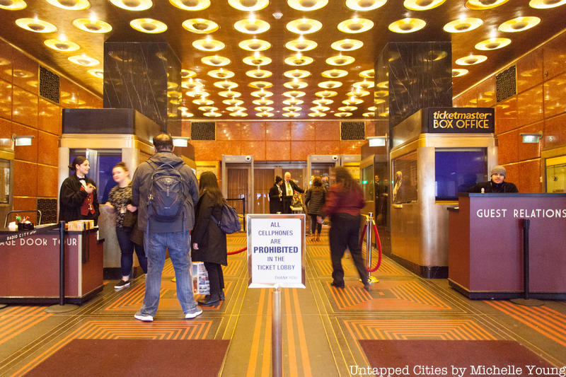 Radio City Musical Hall ticket booths at the entrance to the theater