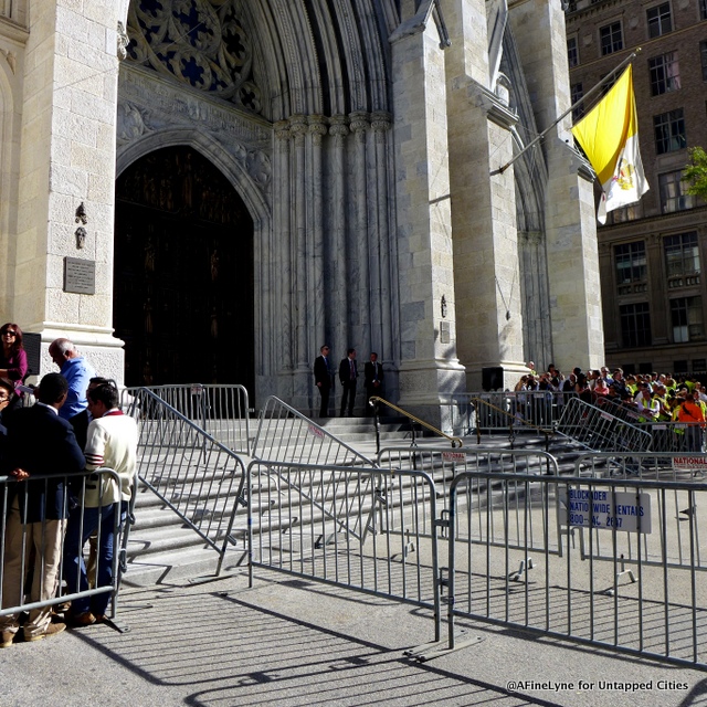 Workers at Entrance to St Patrick's Cathedral Pope Untapped Cities AFineLyne