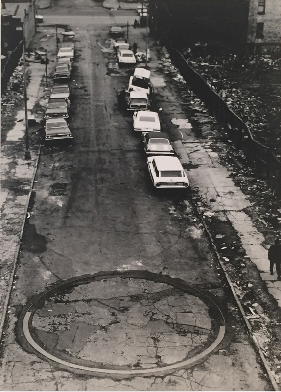 Richard Serra-The Bronx-1970-To Encircle Base Plate Hexagon, Right Angles Inverted-183rd Street-NYC