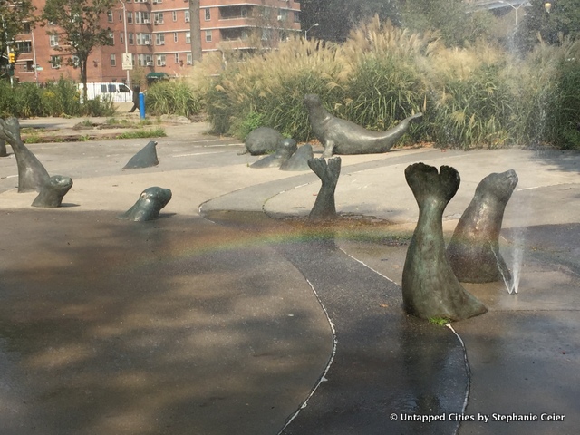 Seal sprinklers-East River Park-FDR Drive-Gerry Augustine Lynas-NYC-daily what-Stephanie Geier-Untapped Cities