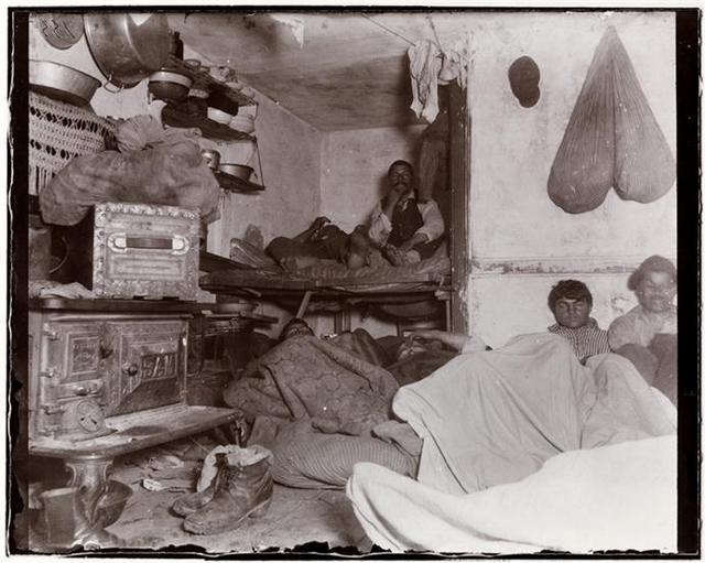 1890 Lodgers in Crowded Bayard Street Tenement-Lower East Side-Jacob A. Riis-NYC