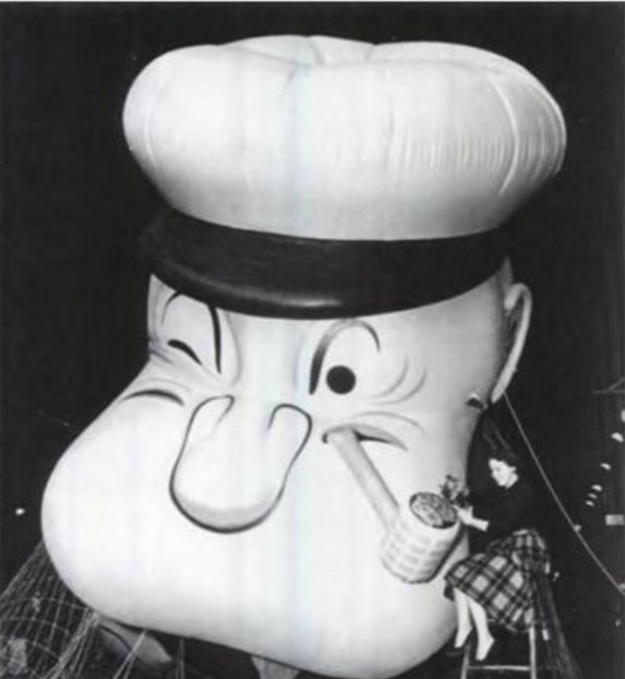 Popeye suffered a Macy's Thanksgiving Day Parade balloon mishaps when water pooled in his hat.