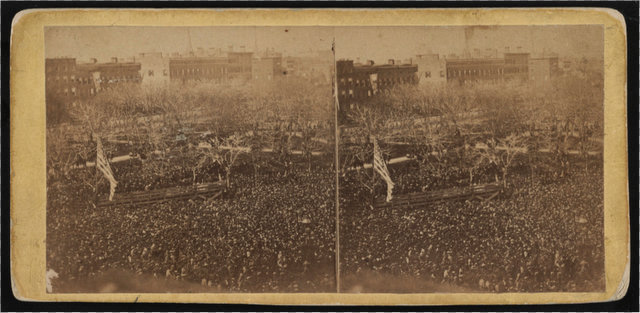 Civil War Rally-Union Square-Vintage Sterograph-Photograph-NYC