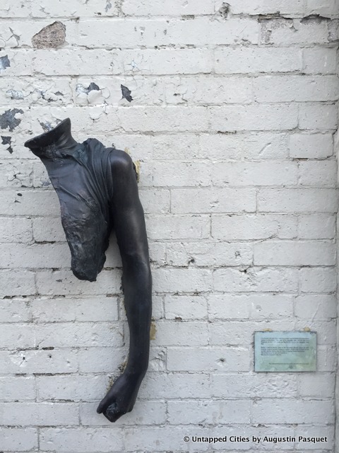Crown Heights-Homeless Boy Shoulder Arm Cast-Street Art Sculpture-Brooklyn-NYC