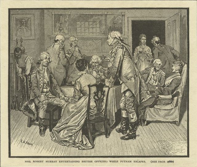 Mrs Robert Murray Entertaining British Officers While Putnam Escapes-NYPL Collection-Revolutionary War-George Washington-NYC