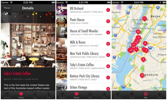 Coffee + Wifi iPhone App-NYC