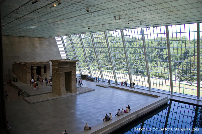 A overhead view of the formerly named Sackler Wing where the Temple of Dendur stands.