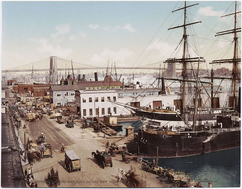 A historical image of NYC's South Street Seaport