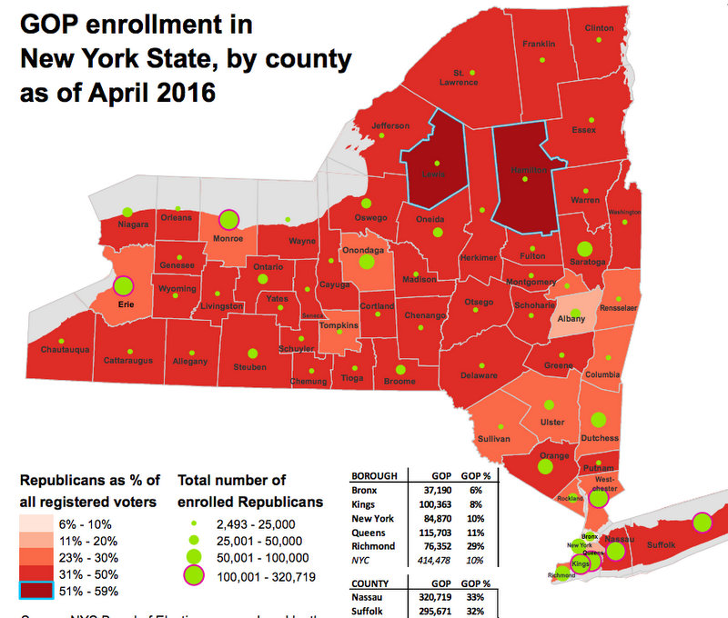 NYC Election Atlas-Center for Urban Research-CUNY-Maps-GOP Republican Enrollment-Registration-NY State