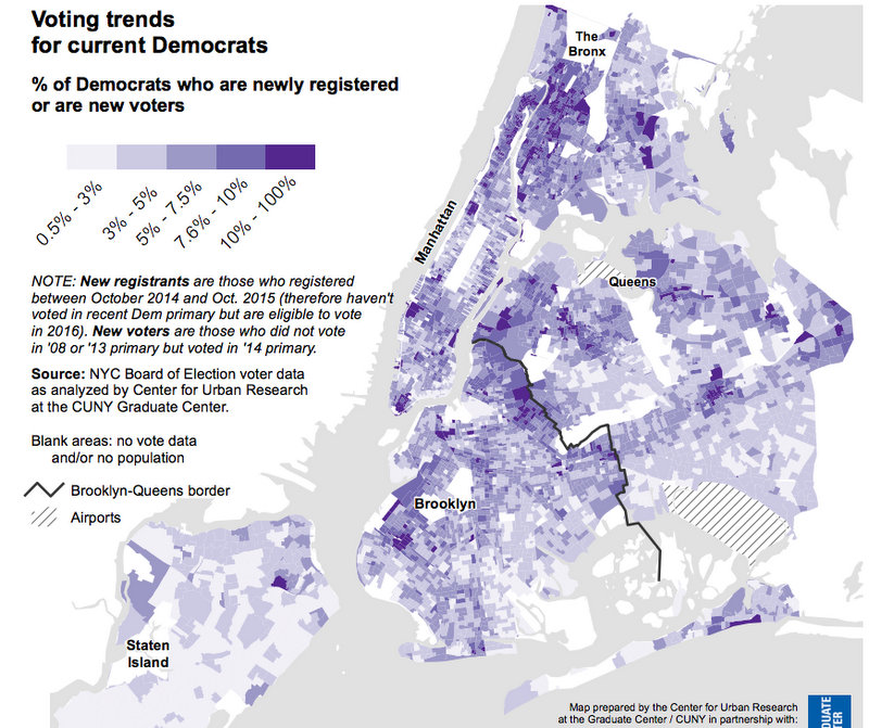 NYC Election Atlas-Center for Urban Research-CUNY-Maps-New Democratic Enrollment-Voters-NYC