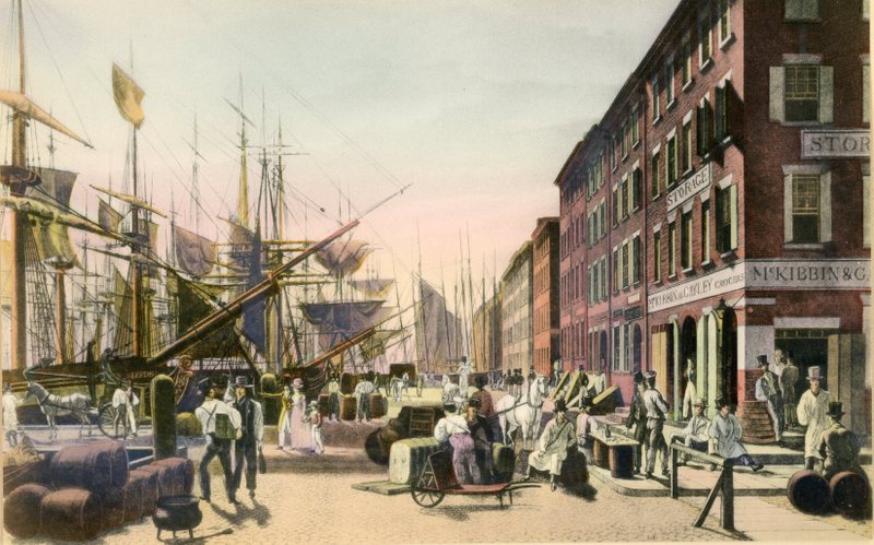 South Street Seaport Museum Collection-Vintage Illustration-Ships-Schermerhorn Row-NYC