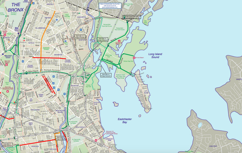 2011 NYC DOT Bike Cycling Map-Hart Island City Island The Bronx