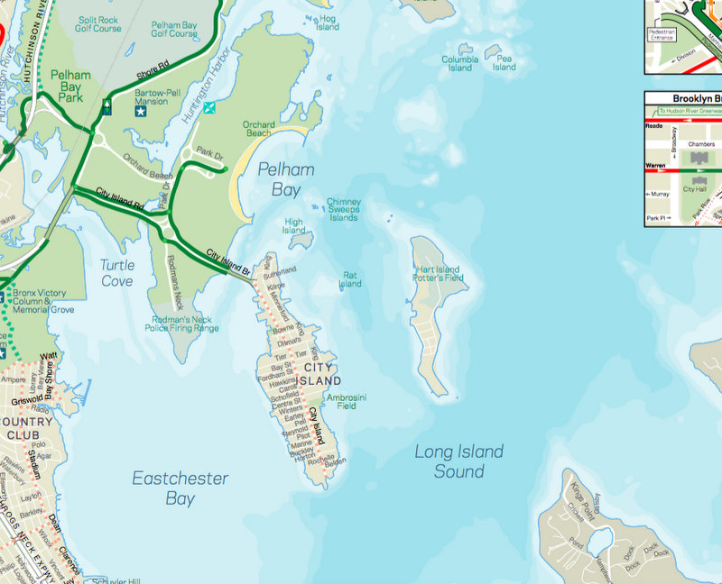2013 NYC DOT Bike Cycling Map-Hart Island City Island The Bronx