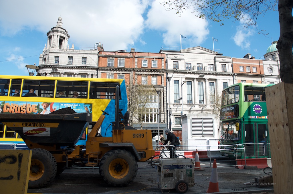 Much of central Dublin is a construction site for extending the tram.